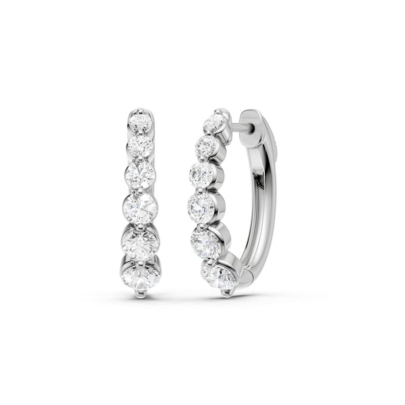 Lab Grown Diamond 2ctw. Graduated Hoop Earrings in 10k White Gold image number null